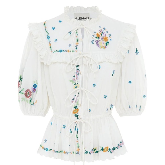 ALÉMAIS Willa Embroidered Blouse New with tags - Picture 1 of 7